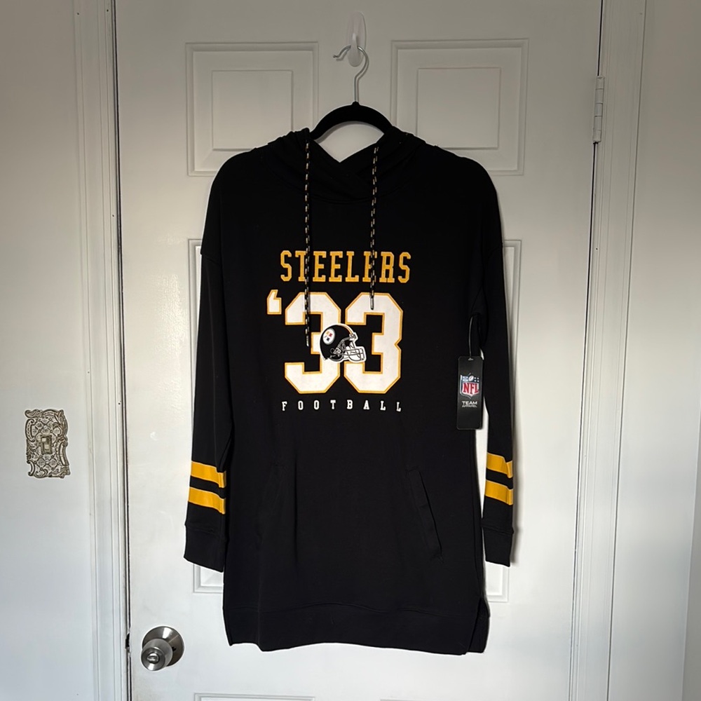 NFL Steelers Black and Yellow Oversized Hoodie